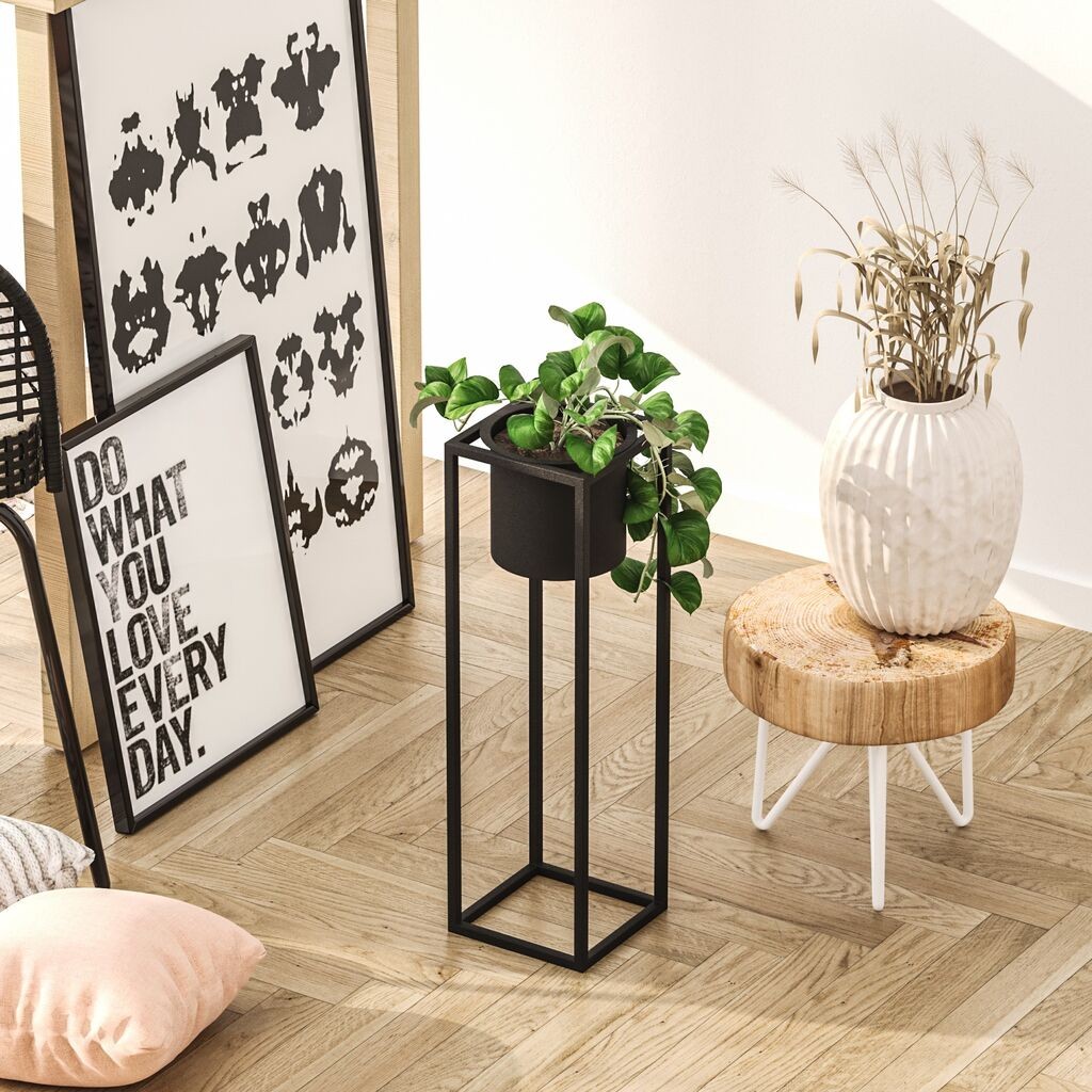 Декоративна саксија Aberto Design GED-023, 15x50x15 см, O 12 см,, црна