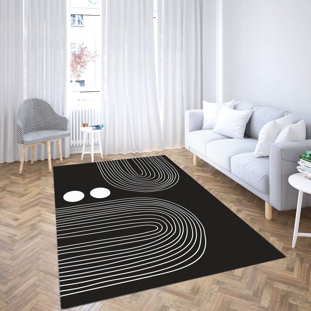 Тепих Conceptum Hypnose CG_114, правоаголен, 100x140 см, црно-бел