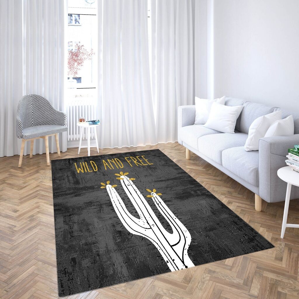 Тепих Conceptum Hypnose CG_55, правоаголен, 100x140 см, црно-бел