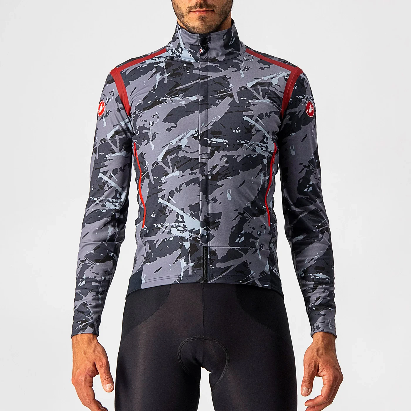CASTELLI Perfetto Ros Велосипедска јакна Size M Сиво црвена