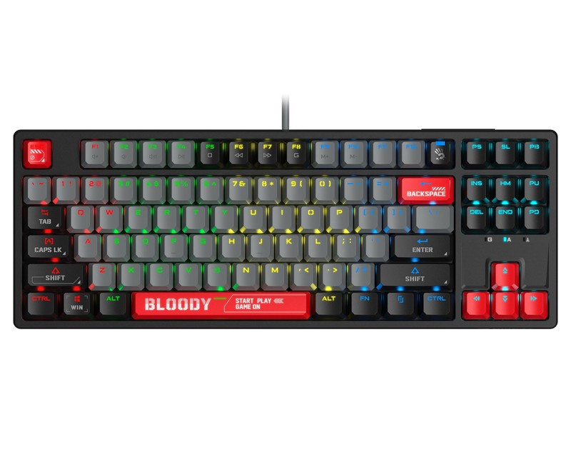 A4 TECH тастатура S87 Bloody RGB Механичка енергија Црвен прекинувач USB US Black