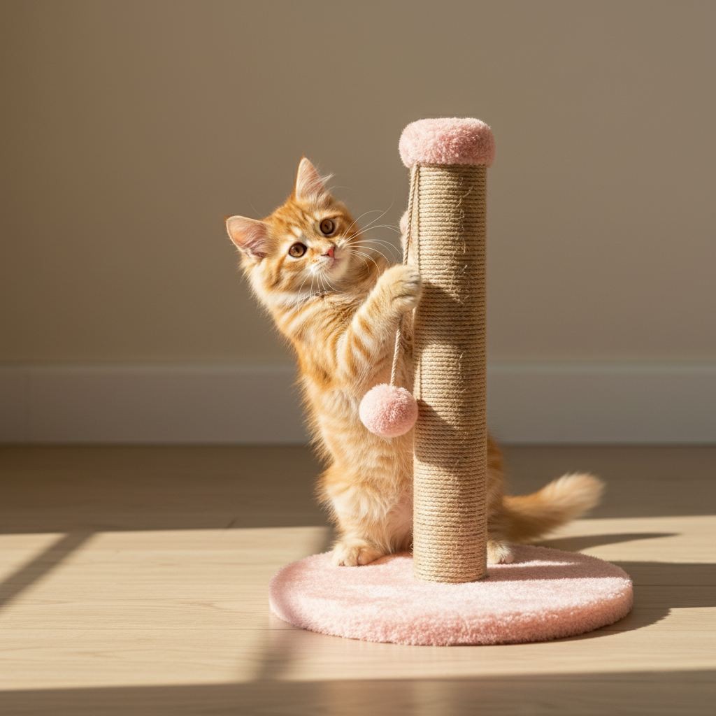 Стапче за гребење мачки „Шепи и мустаќи" „Coris", розево