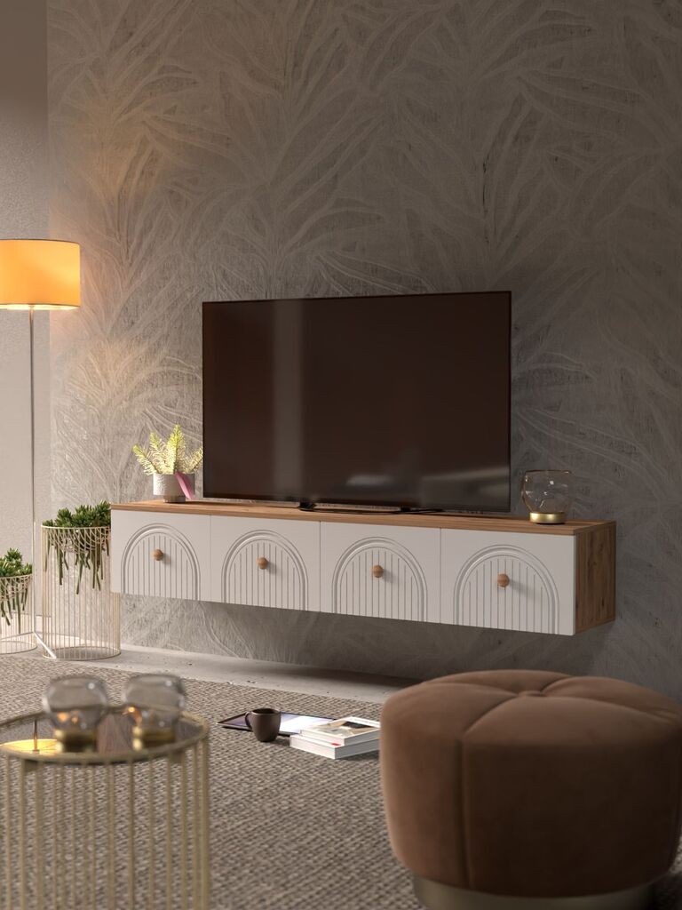 Комода за телевизор Hanah Home Lunera 180, 180x32x35cm, бела