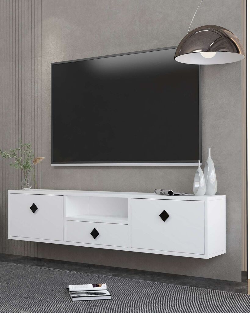 ТВ кабинет Hanah Home 1305-DROP-1, 140x30x30см, бело-црн