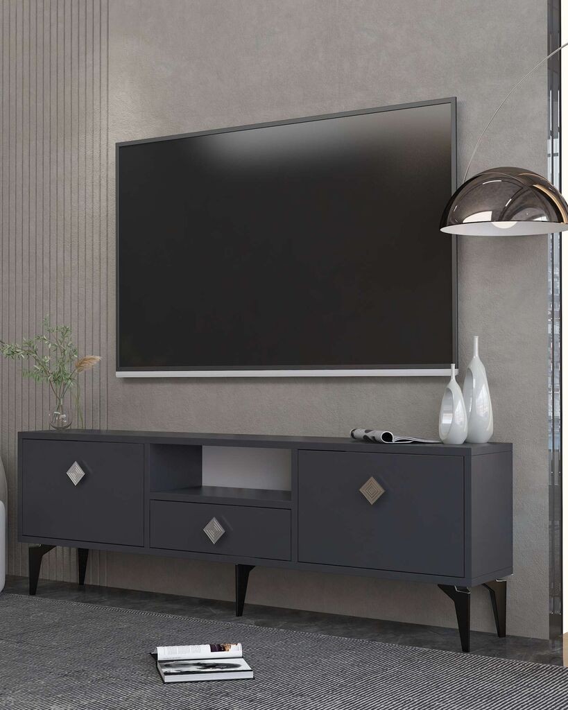 Комода за телевизор Hanah Home 1304-DROP-1, 140x49x30см, антрацит-сребрена