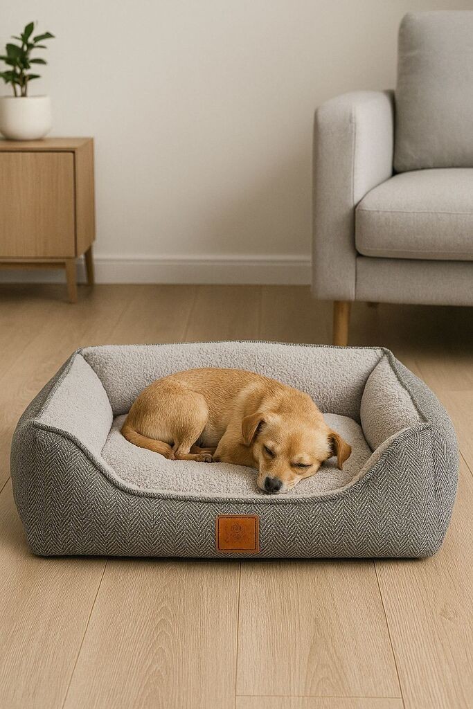 Кревет за миленичиња „Шепи и мустаќи“ Зевс, 100x80x20 см, сив