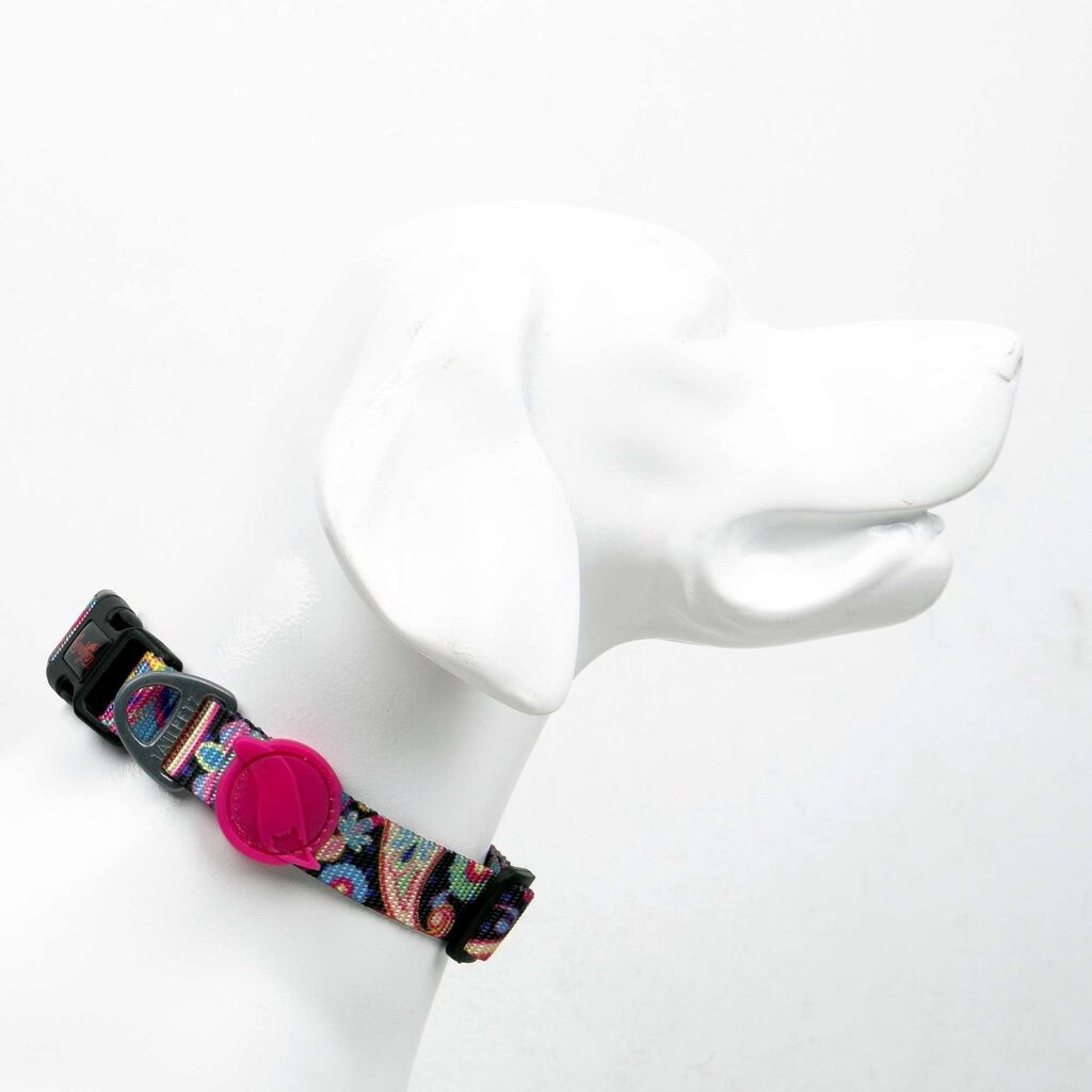 Огрлица за кучиња „Шепи и мустаќи" од пејсли, шарена