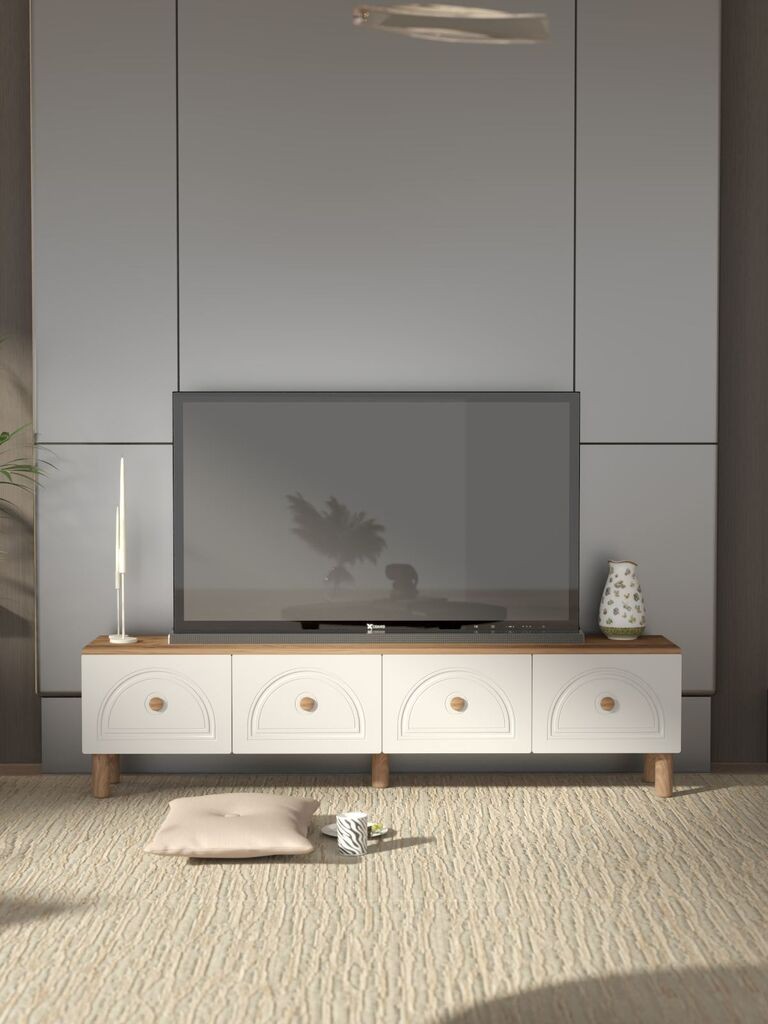 Комода за телевизор Hanah Home Mavora, 180x47x35cm, бела