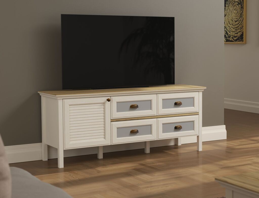 Комода за телевизор Hanah Home FRN, 149,6x61,6x44,2 см, кремаста