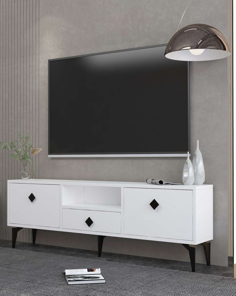 ТВ кабинет Hanah Home 1304-DROP-1, 140x49x30 см, бело-црн