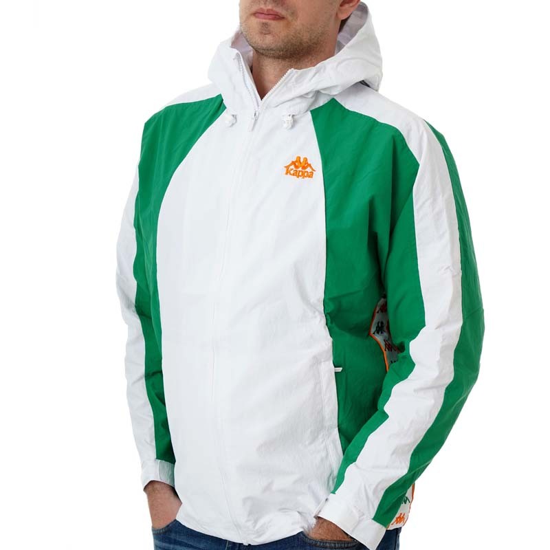 Kappa машка јакна со качулка 222 BANDA NIKO, бело-зелена