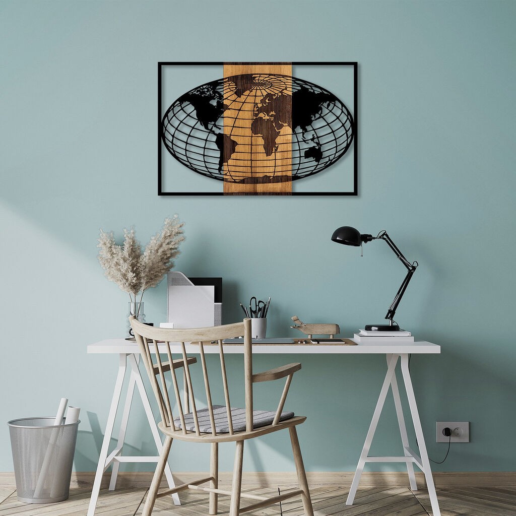 Wallity dzидна декорација Светска мапа - 326, 87x3x58 см, црна