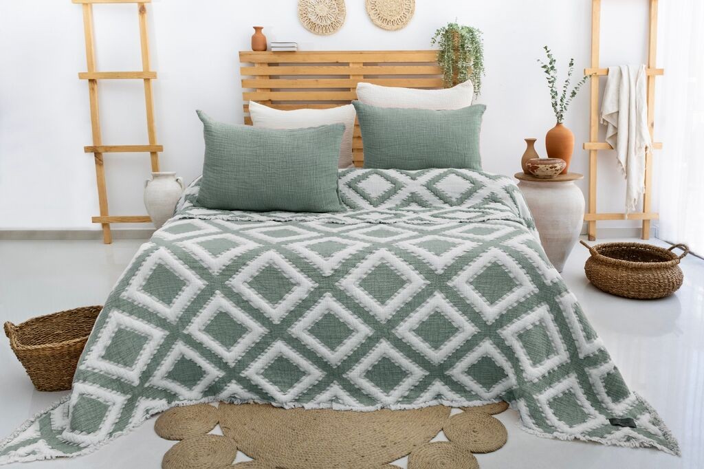 Комплет двојна прекривка за кревет „Л'есентиел Мезон" „Соња", 200x220 см, сива