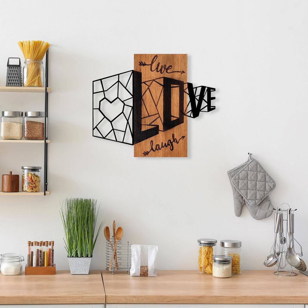 Wallity декорација за dzид Live Love Laugh - 380, 58x68 см, црна