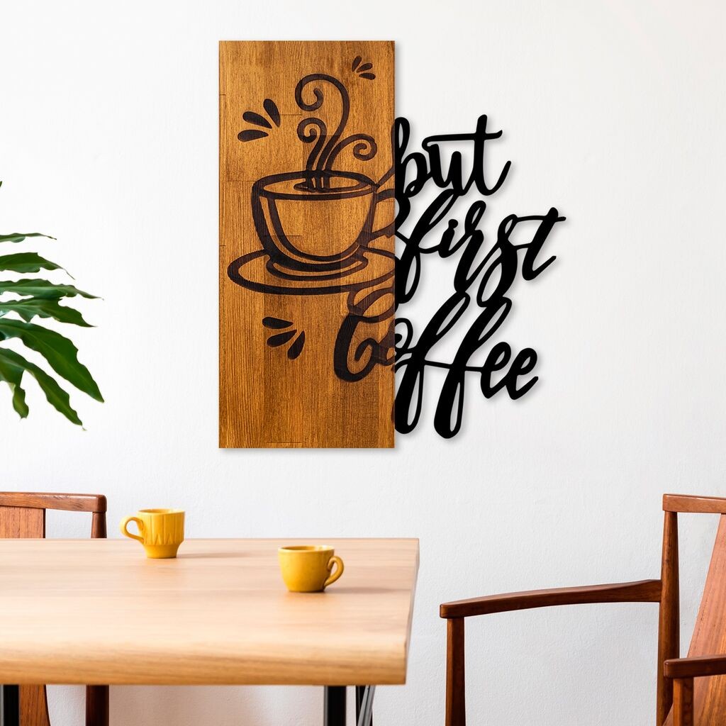 Wallity декорација за dzид Coffee First, 50x58x3 см, кафеава боја