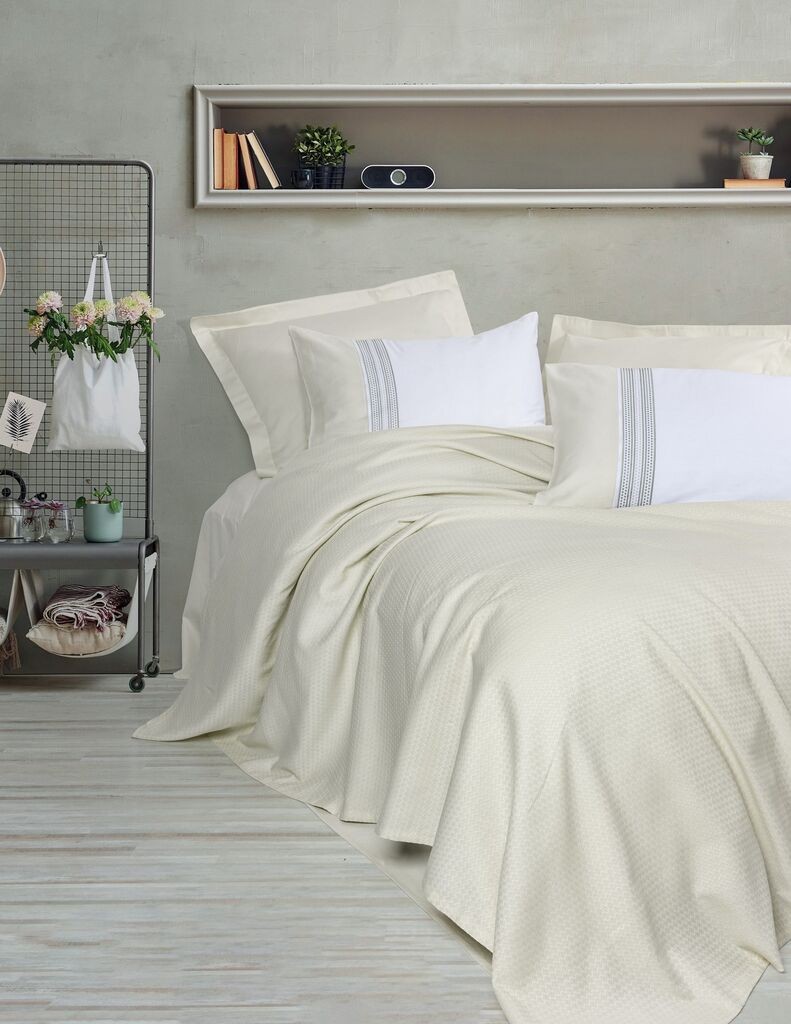 Комплет двојна прекривка за кревет L'essentiel Maison, Lessy, 220x230 см, крем