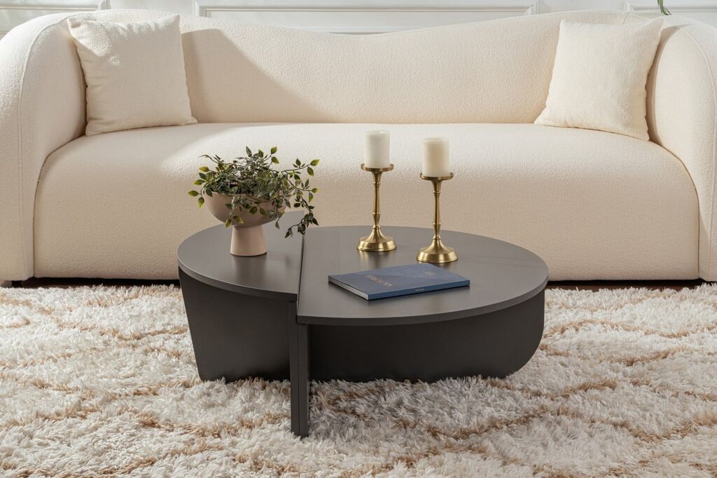 Комплет за маса Hanah Home Klub Orion, 90x60x30, 85x30x35cm, 2 парчиња, антрацит