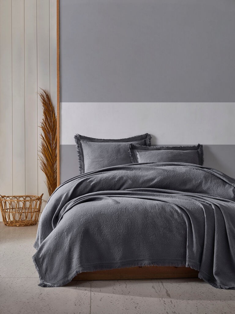 Комплет L'essentiel Maison Двојна прекривка Grace, 240x260cm, Антрацит