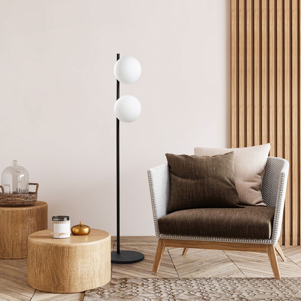 Подна ламба Opviq Dual 13755, 30 x 30 x 155 cm, 2 x E27, 250 cm кабел, црна