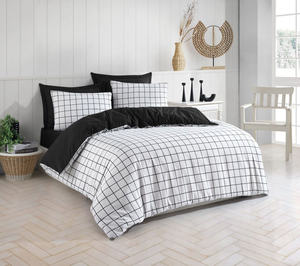 Комплет постелнина L'essentiel Maison Double Artus, 200x220 см, црно-бела
