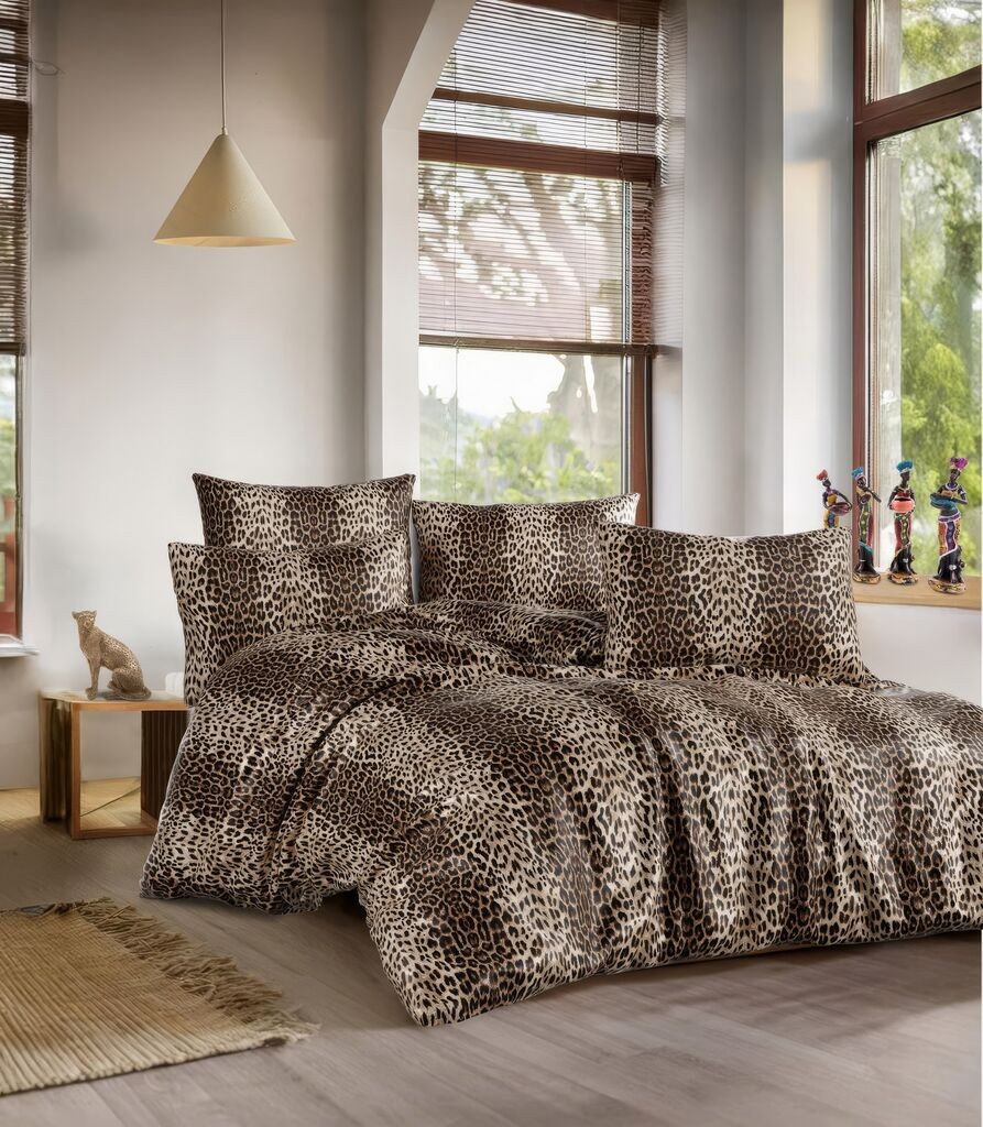 Комплет постелнина L'essentiel Maison Двоен леопард, 200x220 см, кафеава