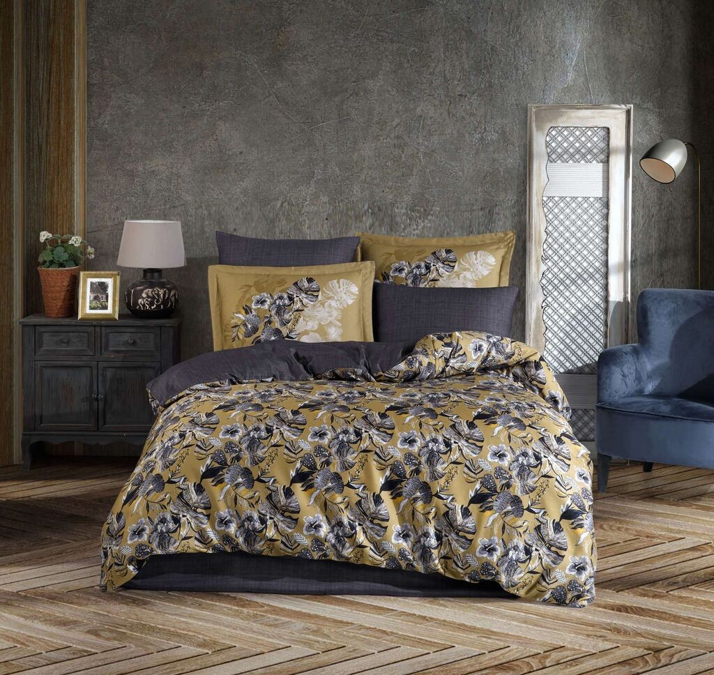 Комплет постелнина L'essentiel Maison Double Natali, 200x220 см, антрацит-златна боја