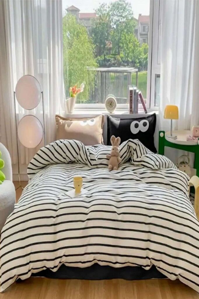 Комплет постелнина L'essentiel Maison Смешно, 160x220 см, црно-бело