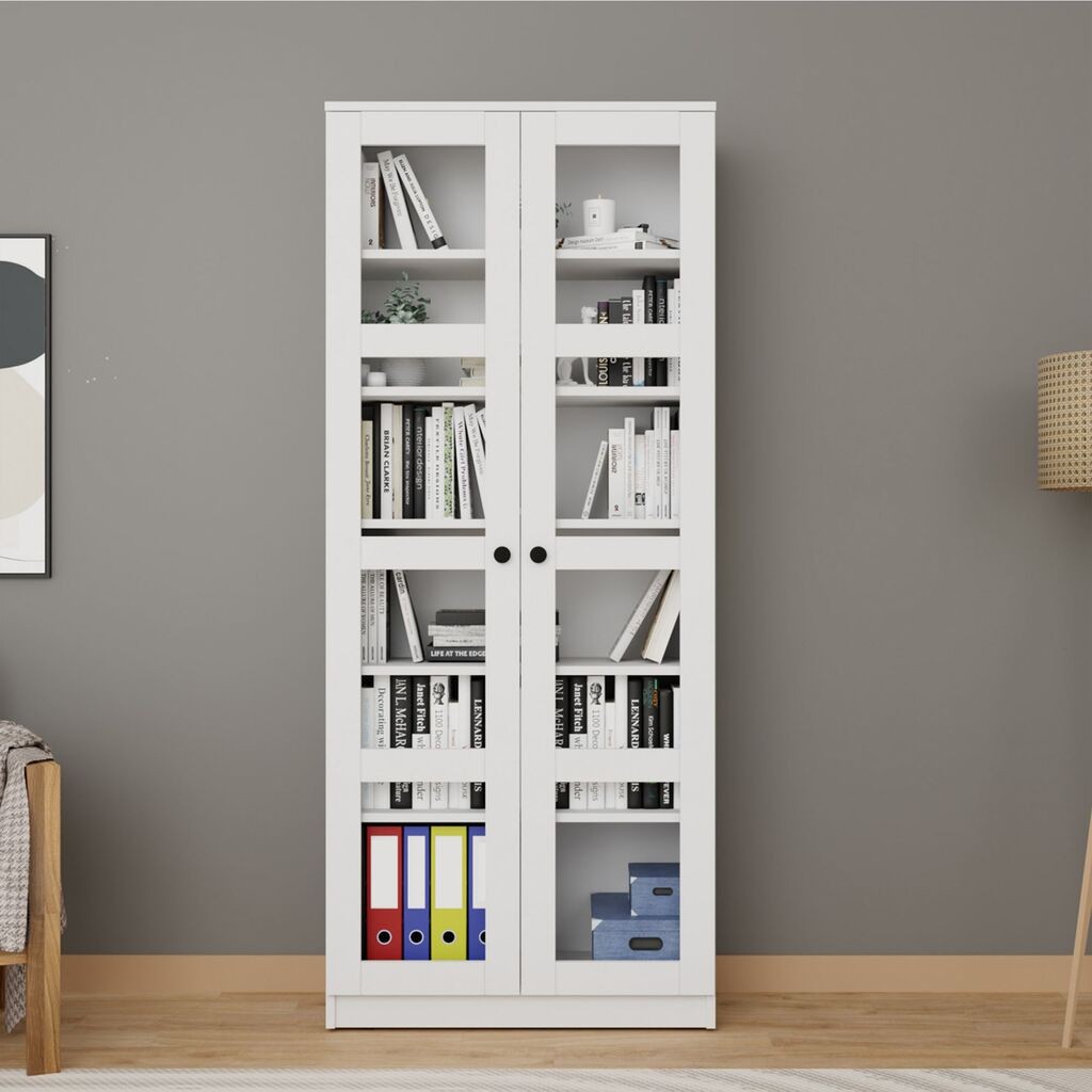 Hanah Home Мултифункционален гардеробер Lucas Glass 1600-68, 80x190 см, бел