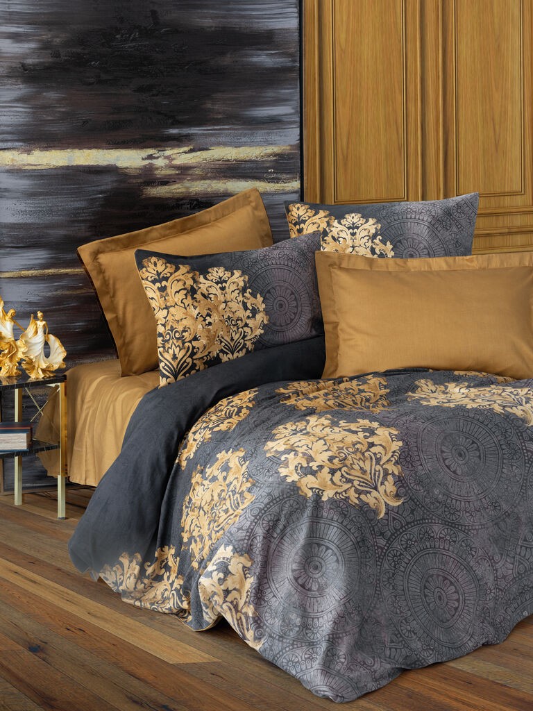 Комплет постелнина L'essentiel Maison Double Jadira, 200x220 cm, кафеаво-сива