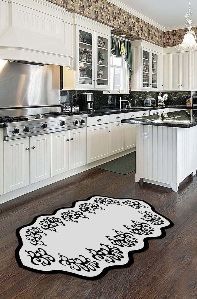 Тепих Conceptum Hypnose Hmnt947, Овален, 100x300 см, црно-бел