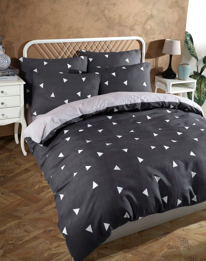Комплет постелнина L'essentiel Maison Двоен геометриски, 200x220 см, црно-бела