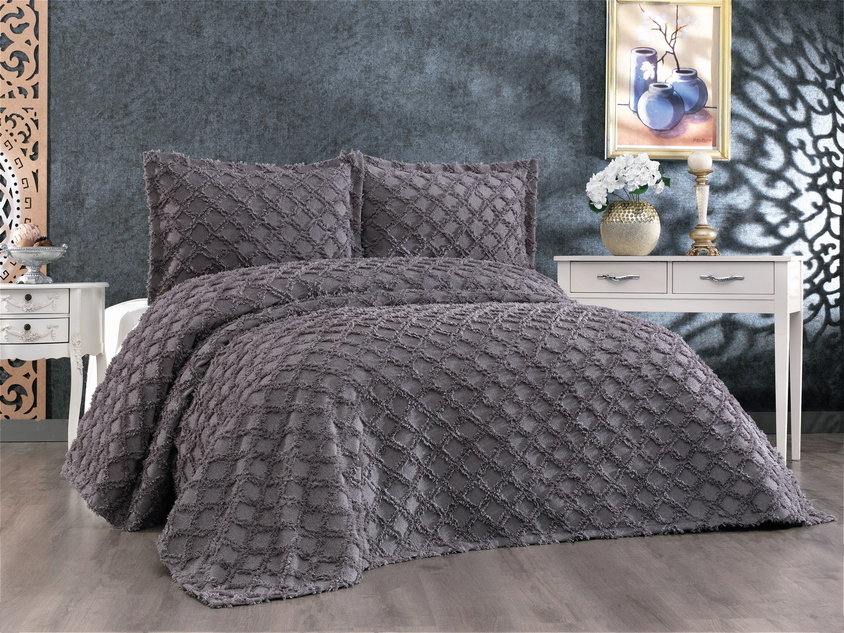 Комплет постелнина L'essentiel Maison за француски кревет Антрацит