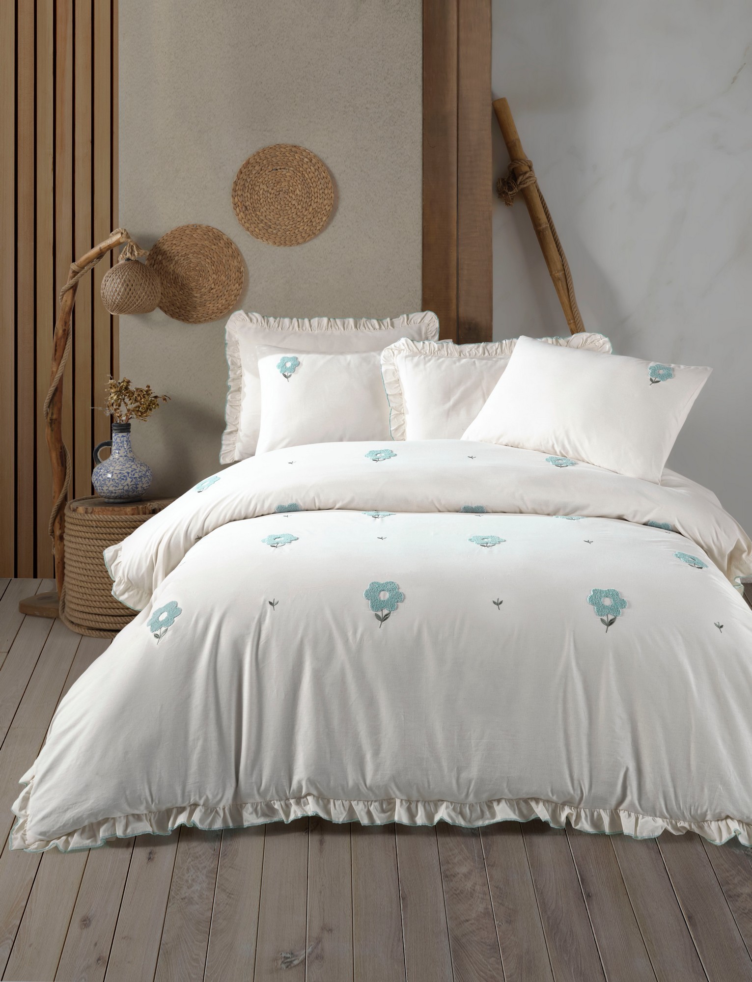 Комплет постелнина L'essentiel Maison за брачен кревет, во боја на ментол