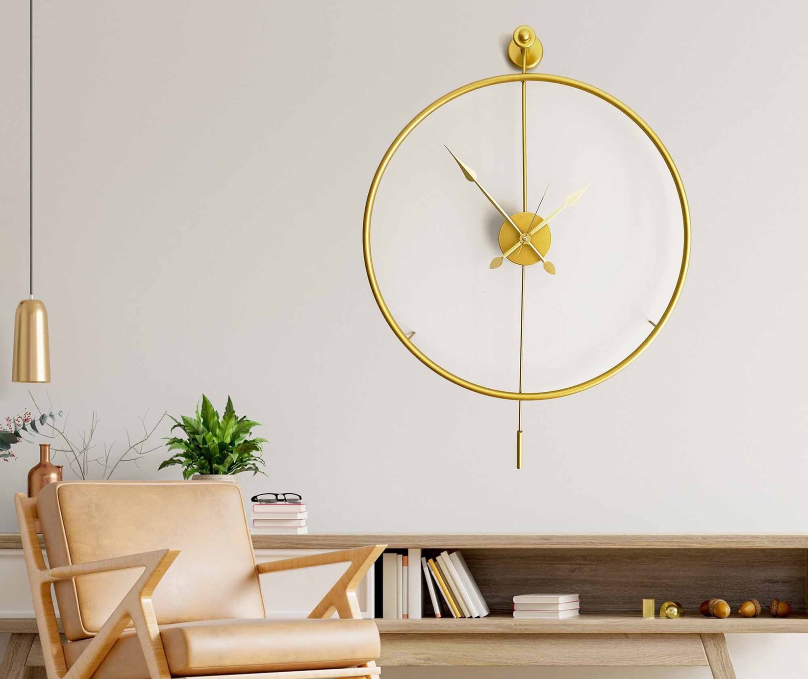 Wallity dzиден часовник 58x80x7 см, златен