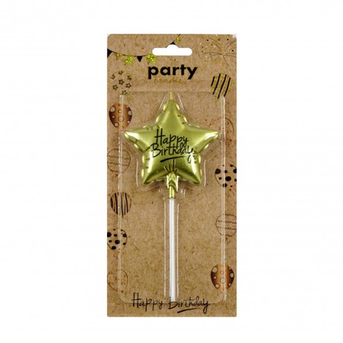 STATOVAC Роденденска свеќа, Ѕвезда, Fun Party, 710345, Златна