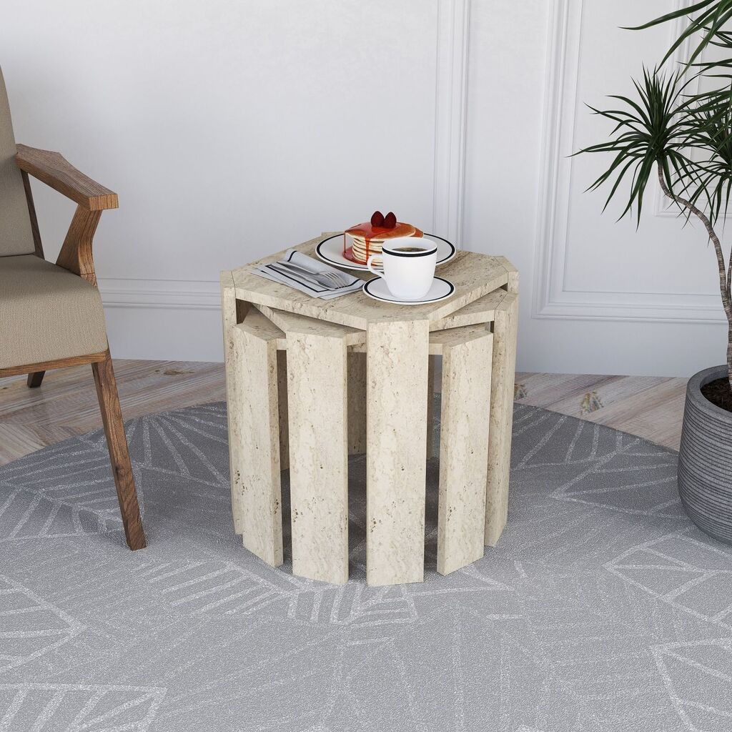 Комплет клуб маса Hanah Home Azra, 3 парчиња, беж