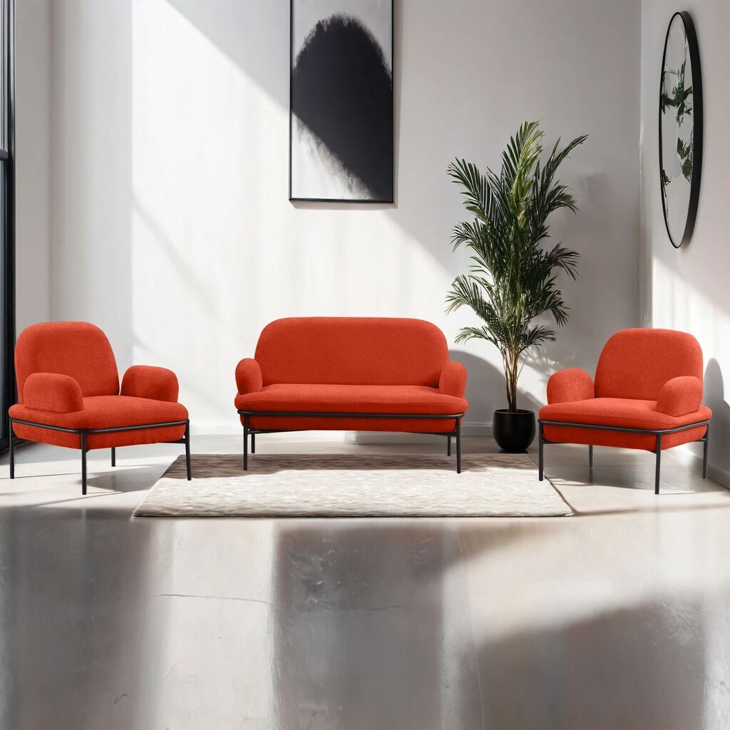 Комплет мебел за дневна соба Atelier del Sofa, 3 парчиња Aster, црвена