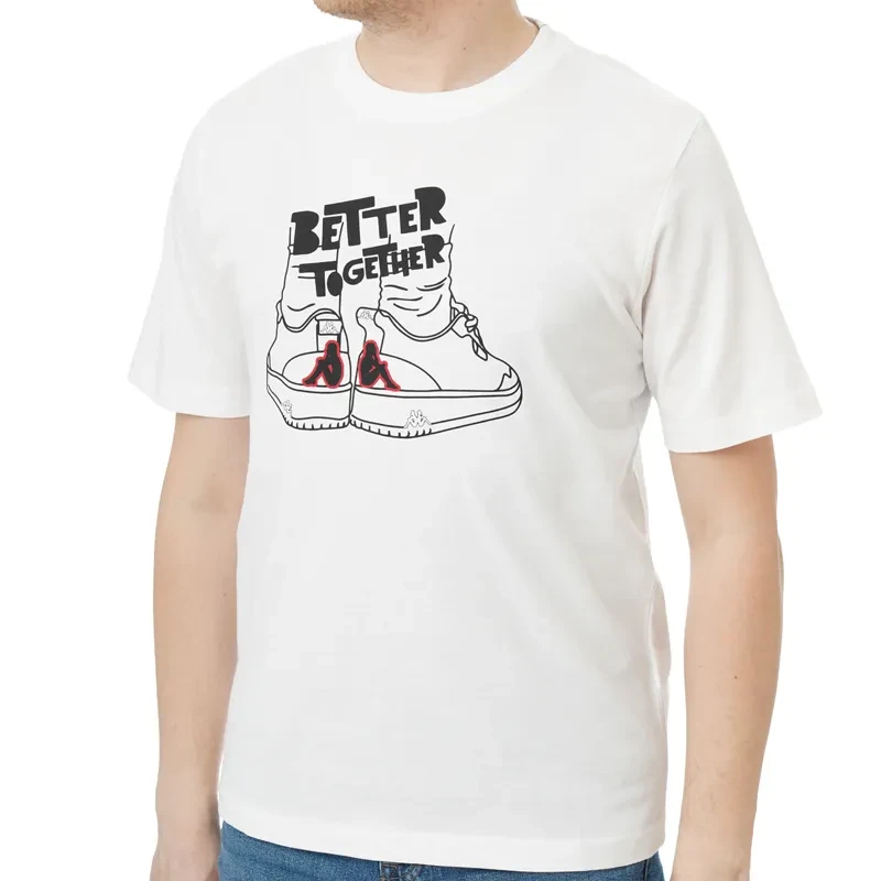 Машка маица Kappa со лого на Glabu, бела