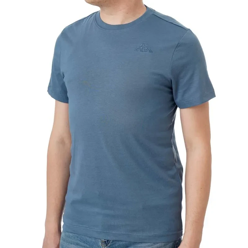 Машка маица Kappa со лого на Korpo Cafers во тесен крој, сина