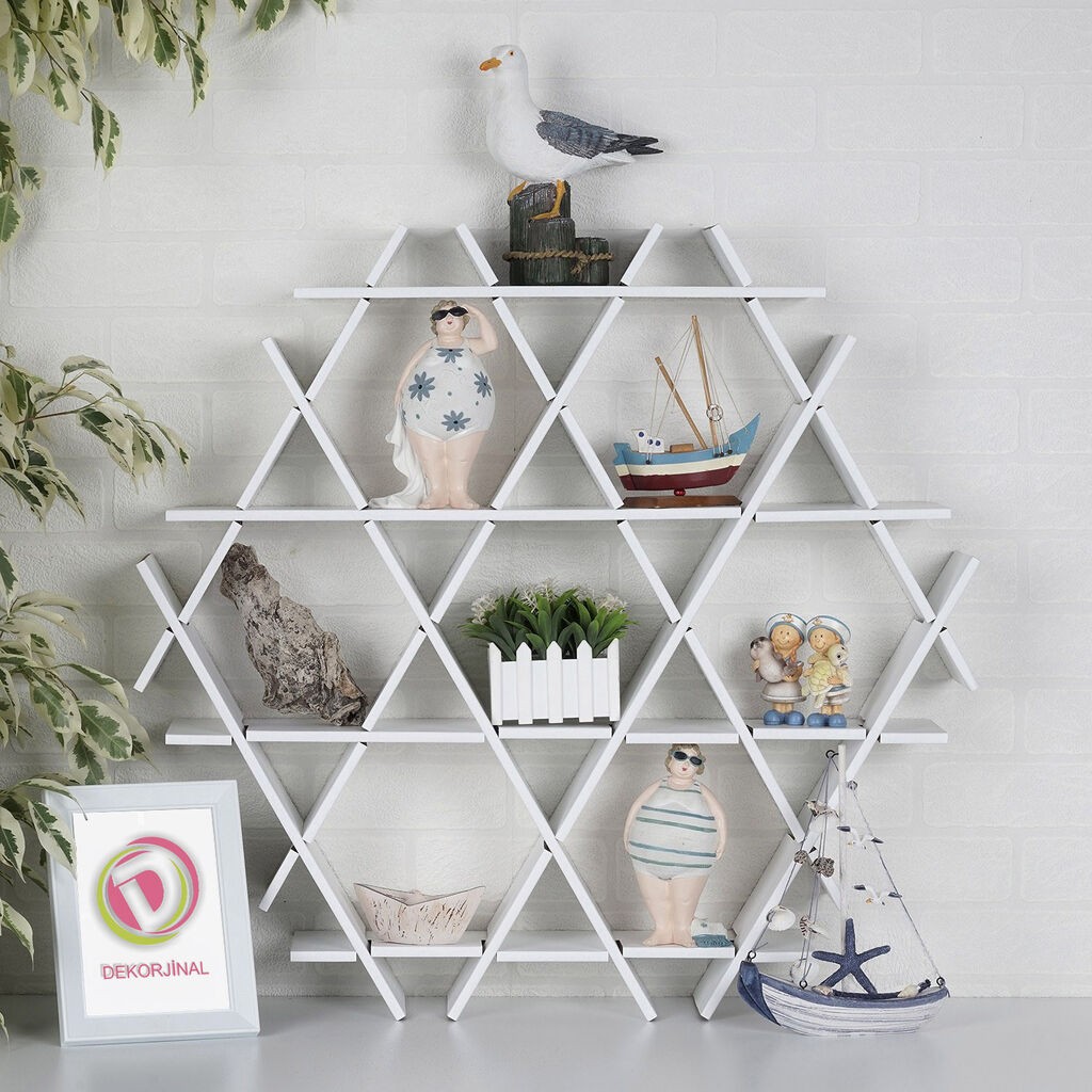 Aberto Design Картонска полица HEXBEYAZ-M, Брановидна, 70x67x11 см, 4 кг, Бела