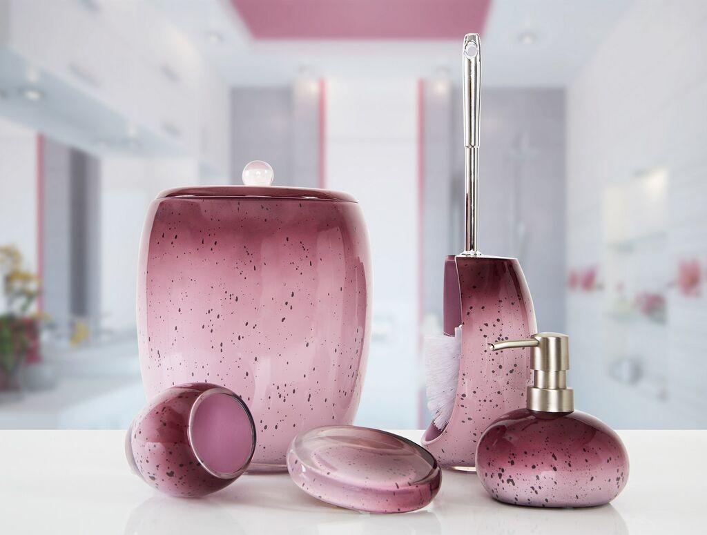 Комплет за бања Aberto Design, Stria, од пет дела, виолетова