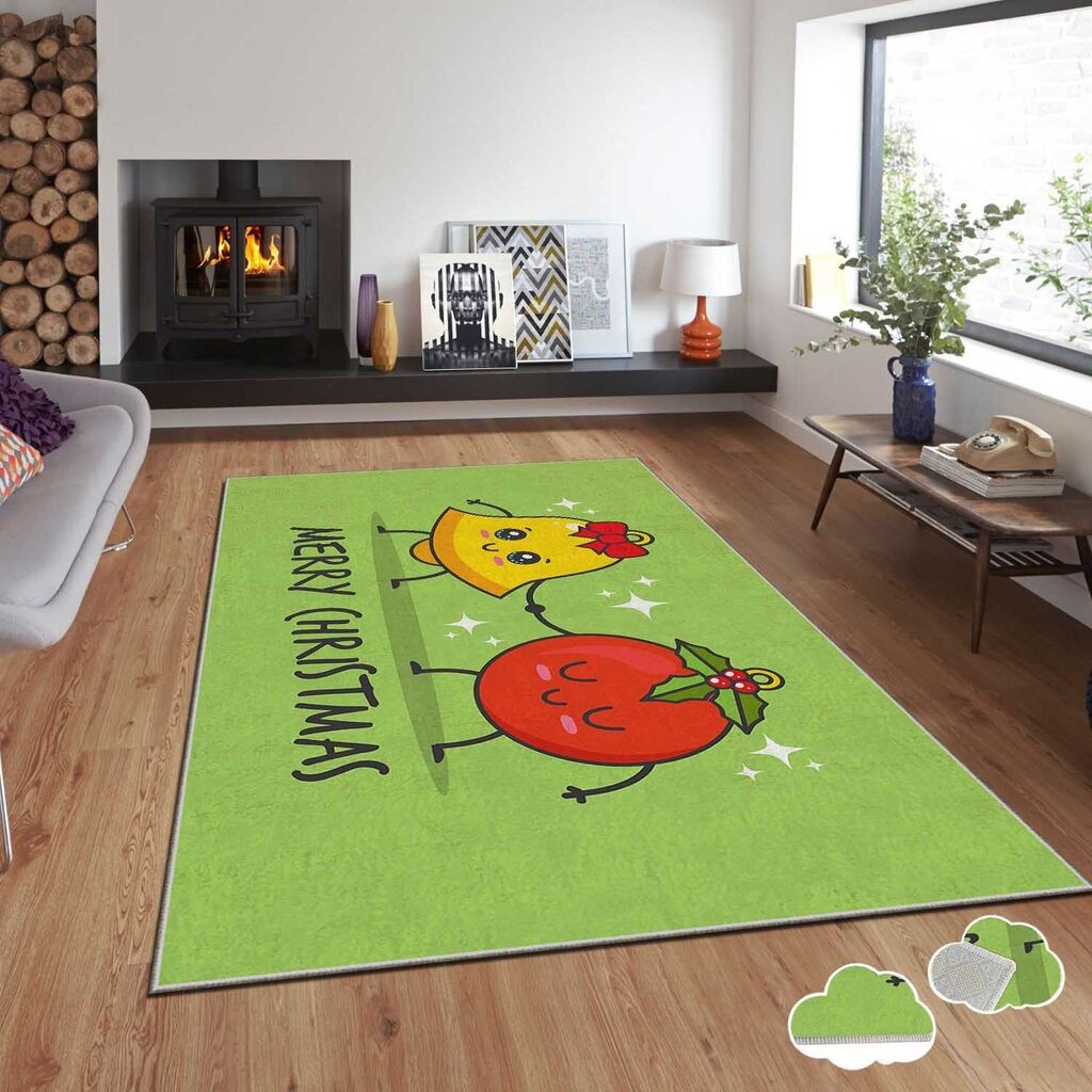 Тепих Conceptum Hypnose со новогодишни мотиви Asr-Crpt-54, правоаголен, 80x140 см, зелен