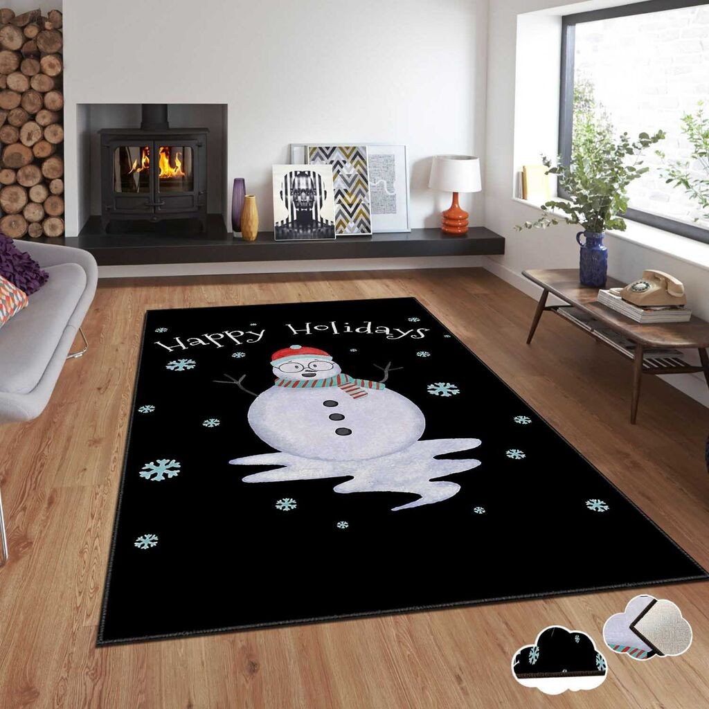 Тепих Conceptum Hypnose со новогодишни мотиви Asr-Crpt-44, правоаголен, 80x140 см, црно-бел