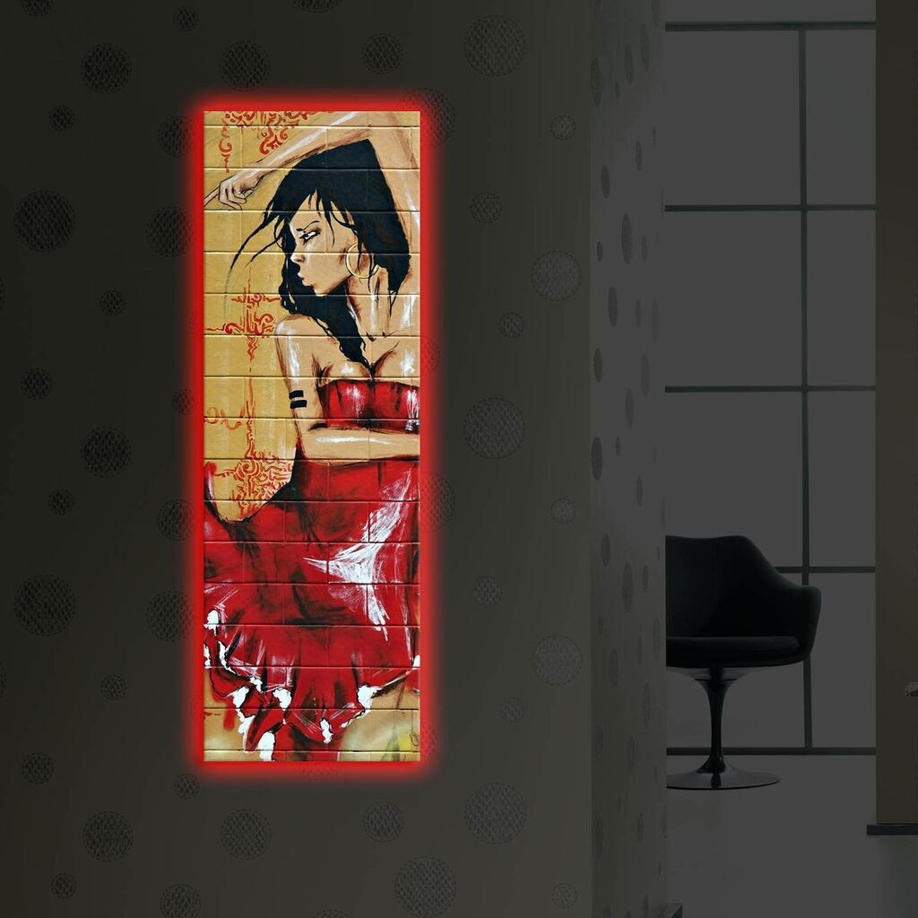 Wallity Слика со LED Осветлување 4570DACTBURN-007, 45x70 cm