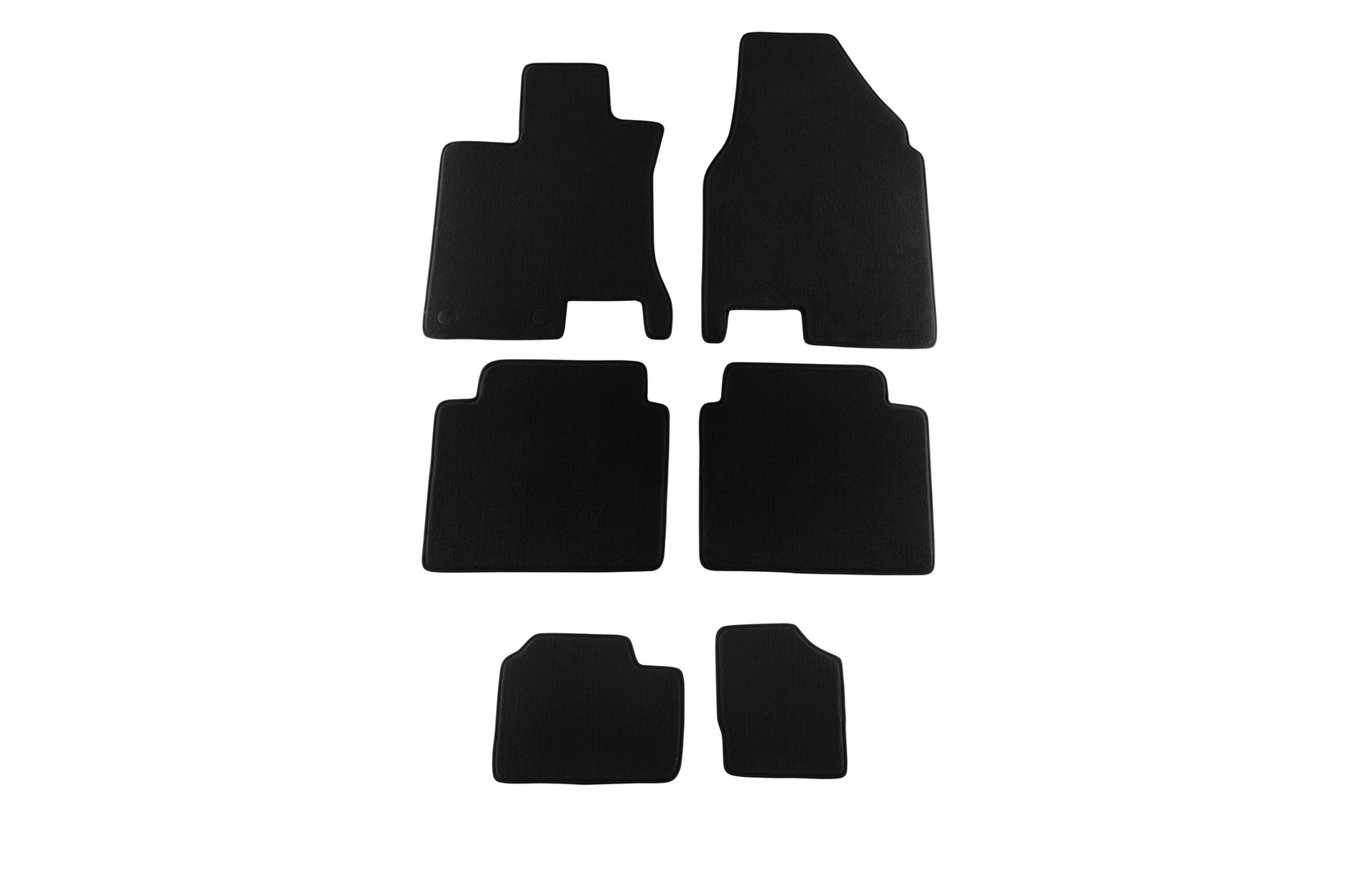 PETEX Платнени патосници за Nissan Qashqai +2 7 места 11/2008 => 6 делови црни (B142) Style материјал