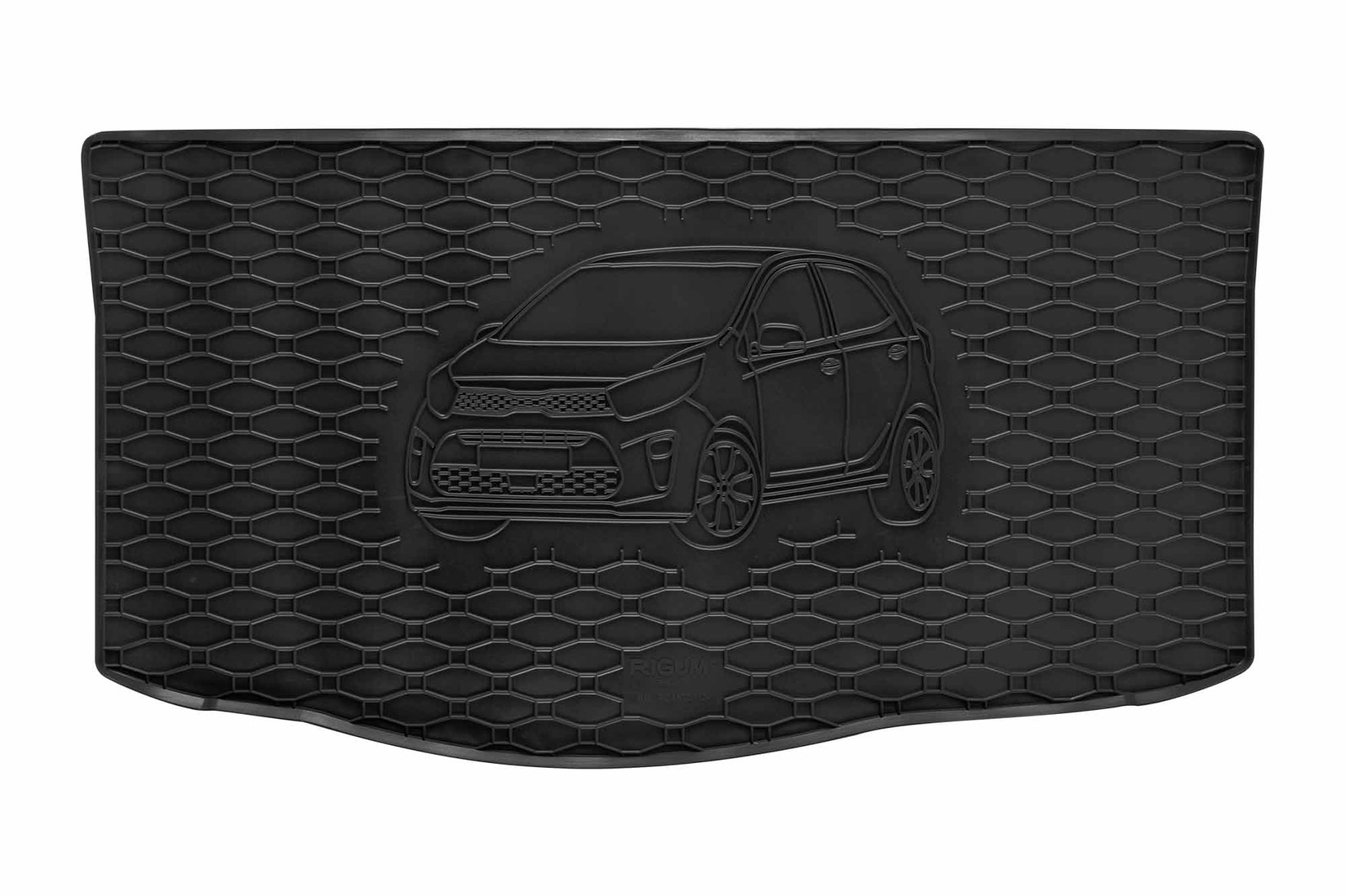 RIGUM Гумена Патосница за багажник за KIA Picanto по 2017 г., со лого на автомобилот, црни