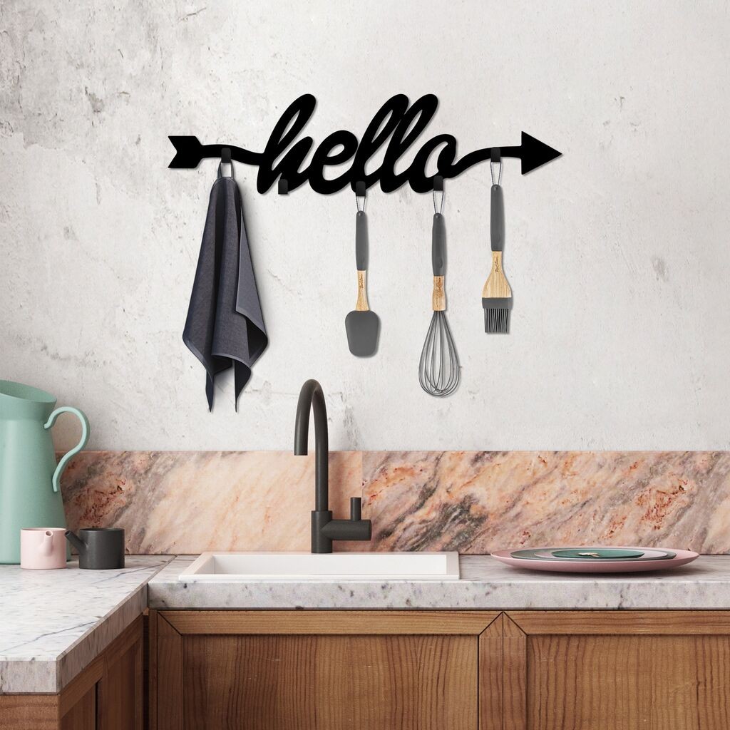 Закачалка за dzид Wallity Hello, 68x22x2 см, црна