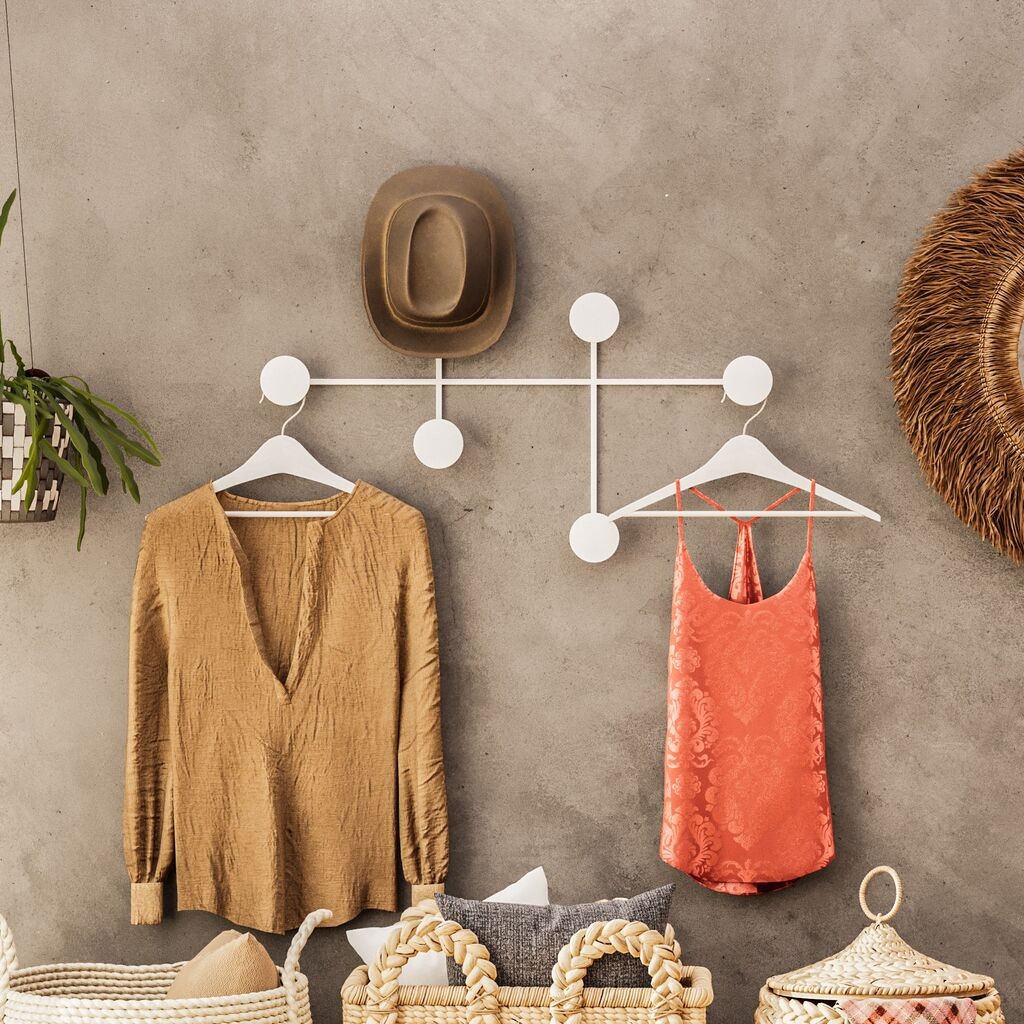 Закачалка за dzид Wallity за жени, 6 куки, бела