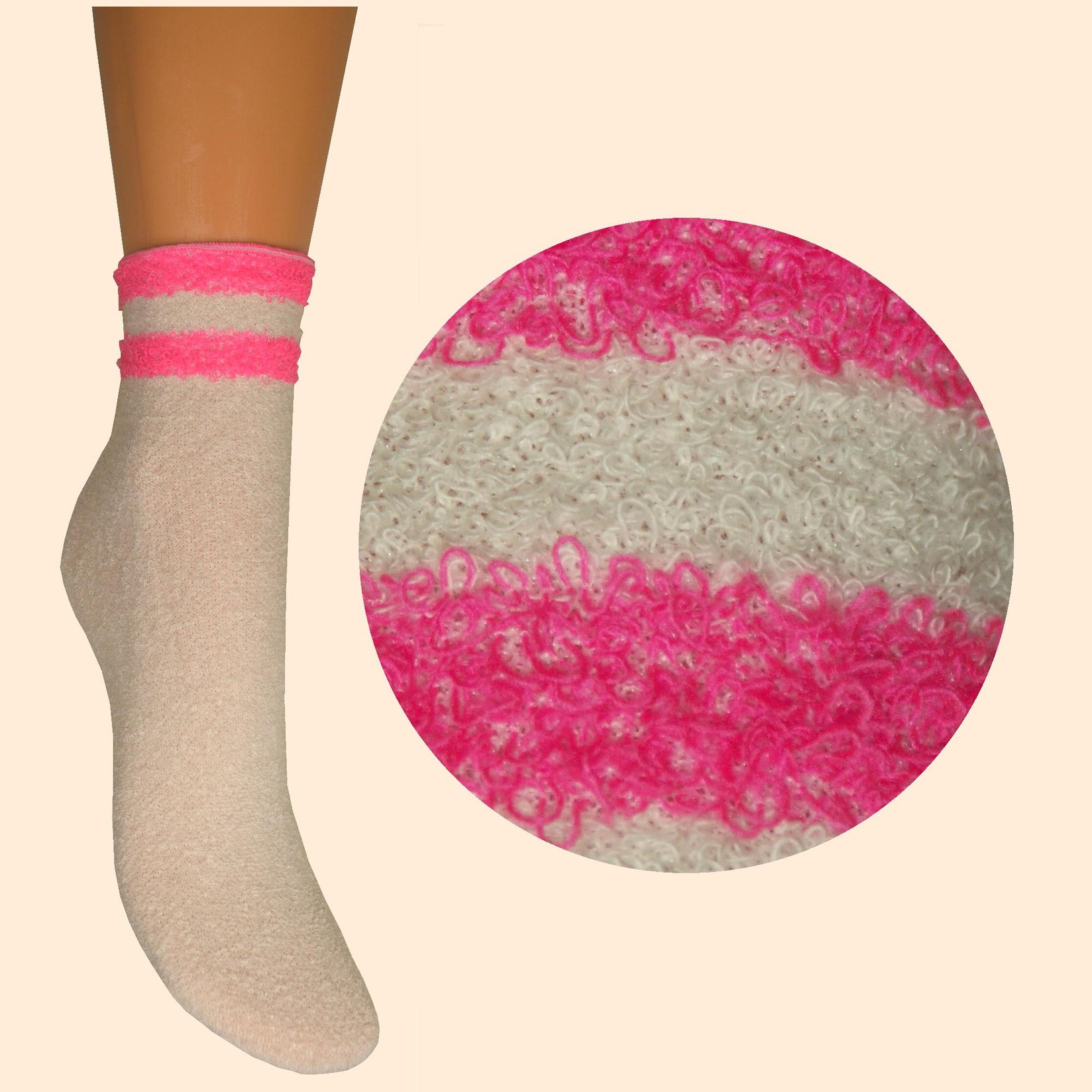 ARAI Детски Чорапи Фротир Бела со Циклама