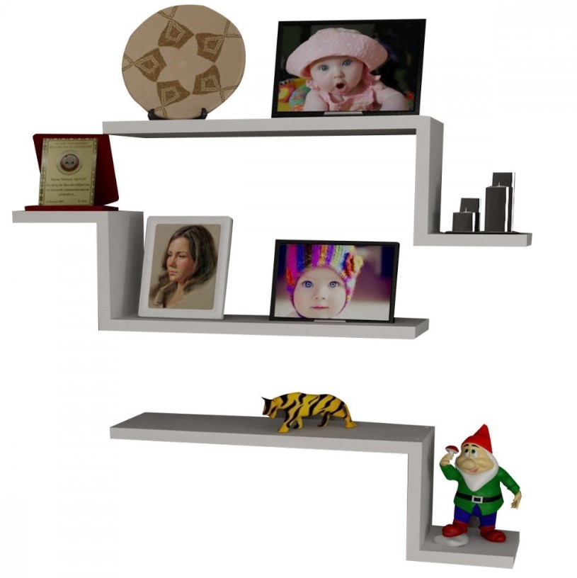 Hanah Home Lowa полица за dzид, 3 парчиња, бела